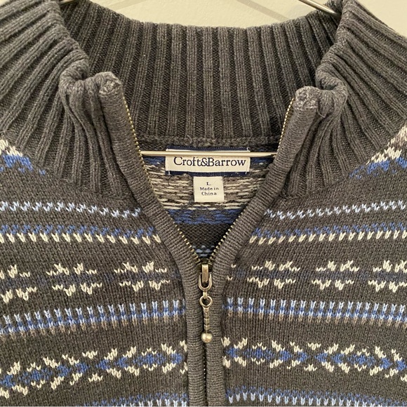 Men’s Vintage Croft & Barrow Holiday Christmas Snowflake Zip Sweater - Picture 8 of 9